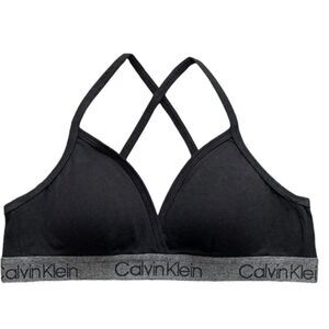 Calvin Klein Women`s Black Gray Lined V Neck Racerback Bralette Size Small